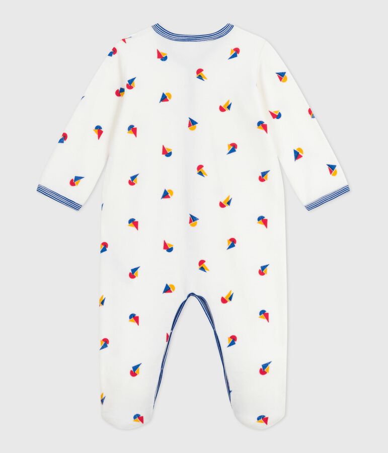 Pyjama b&eacute;b&eacute; en velours imprim&eacute; blanc MARSHMALLOW/blanc MULTICO