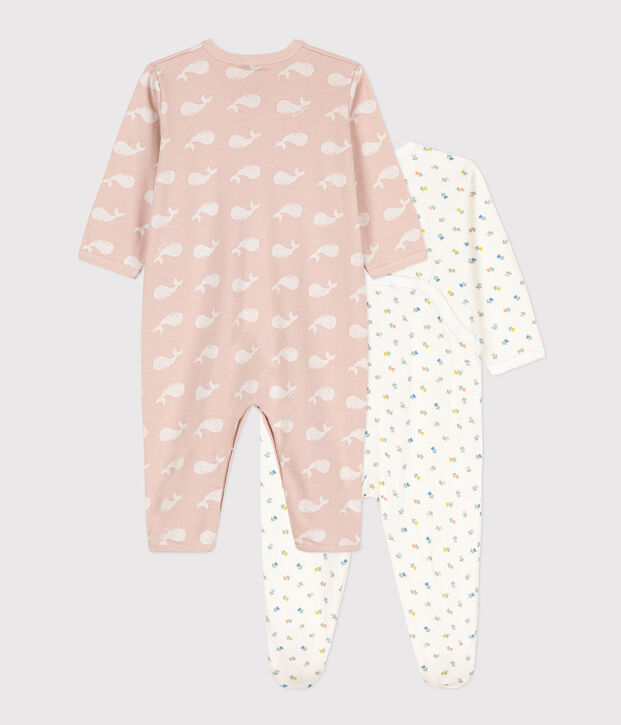Lot de 2 dors bien fleurs et baleines roses en coton multicouleur