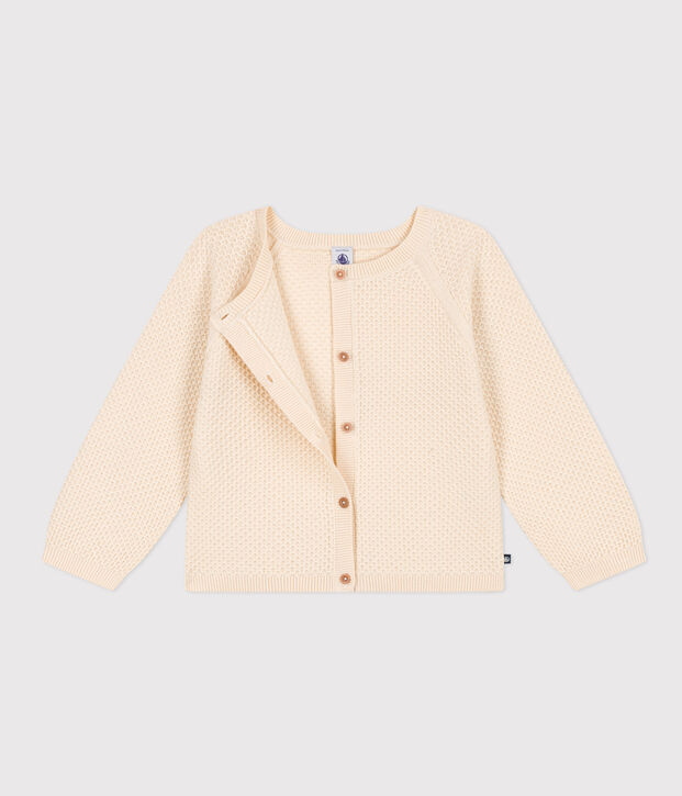 Cardigan en coton enfant fille &eacute;cru