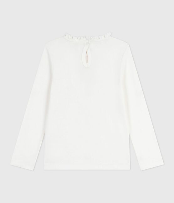 Tee-shirt enfant manches longues en coton uni blanc MARSHMALLOW