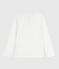 Tee-shirt enfant manches longues en coton uni blanc MARSHMALLOW