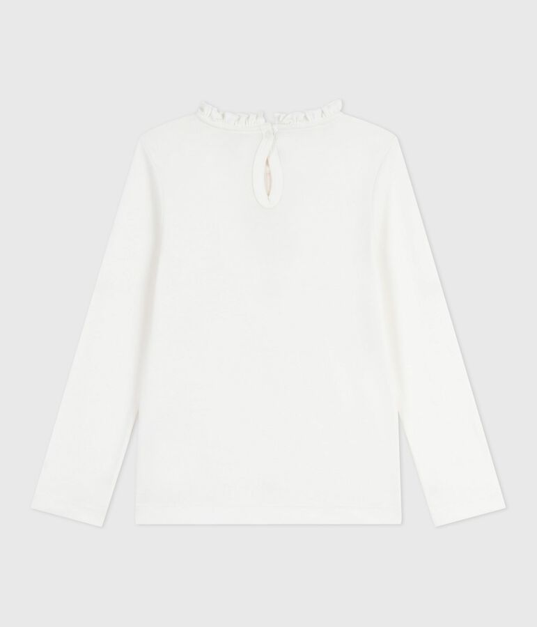 Tee-shirt enfant manches longues en coton uni blanc MARSHMALLOW