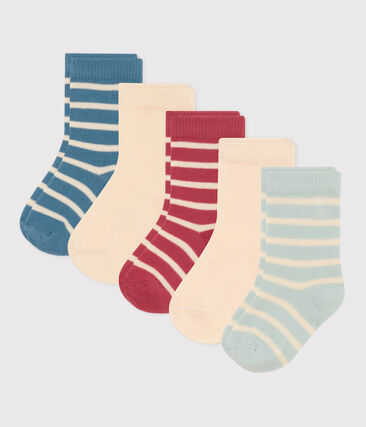 PETIT BATEAU - Lot de 5 paires de chaussettes rayures en jersey de coton bébé