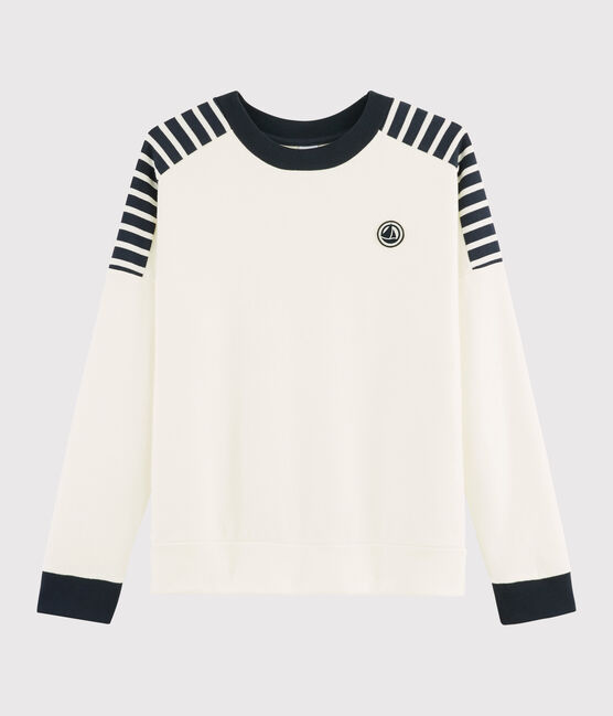 Sweat shirt Femme blanc MARSHMALLOW/bleu SMOKING