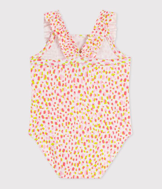 Maillot de bain b&eacute;b&eacute; une pi&egrave;ce &agrave; volants, imprim&eacute; blanc/multicouleur