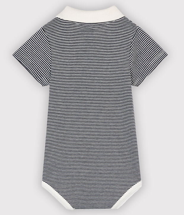 Body col polo ray&eacute; b&eacute;b&eacute; gar&ccedil;on bleu/blanc