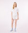 Pyjama short femme en coton imprimé coeurs blanc MARSHMALLOW/blanc MULTICO