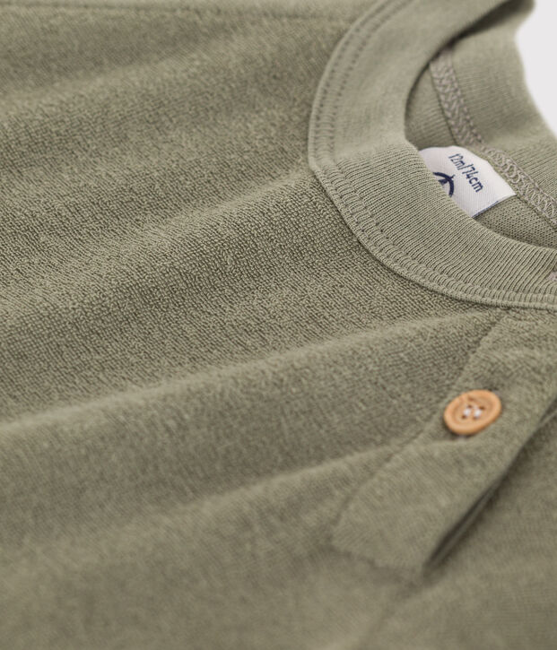 Combinaison courte b&eacute;b&eacute; en bouclette &eacute;ponge vert