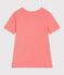 Tee-shirt femme en coton manches courtes uni rose