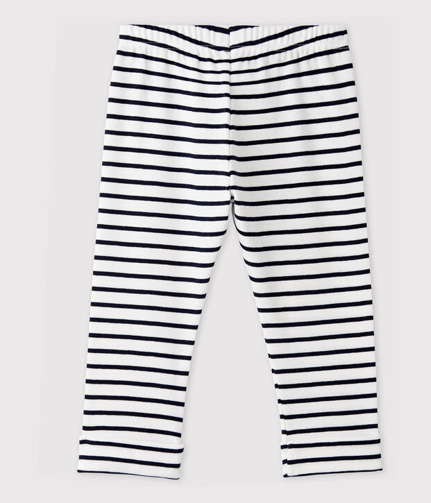 Pantalon en coton b&eacute;b&eacute; fille/b&eacute;b&eacute; gar&ccedil;on blanc/bleu