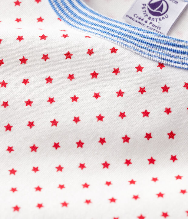 Pyjama &agrave; motifs en coton enfant blanc/rouge