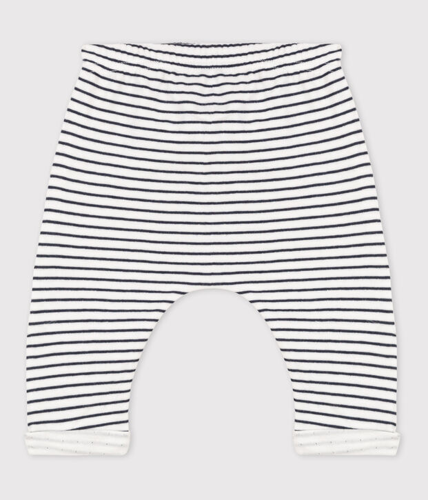 Pantalon &agrave; rayures marini&egrave;res b&eacute;b&eacute; en tubique en coton blanc/bleu