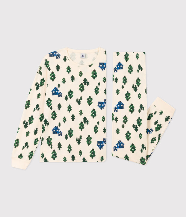 Pyjama chalet en coton femme &eacute;cru/multicouleur