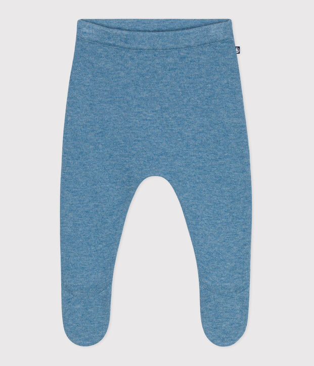 Pantalon b&eacute;b&eacute; en tricot laine et coton bleu