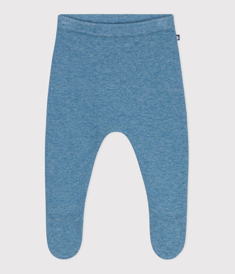 Pantalon b&eacute;b&eacute; en tricot laine et coton bleu ADRIATIC