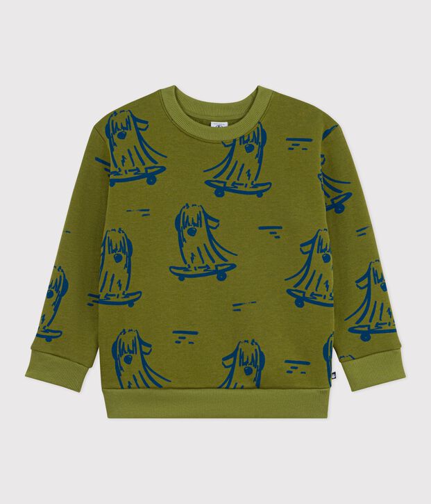 Sweatshirt enfant en coton imprim&eacute; bleu/bleu