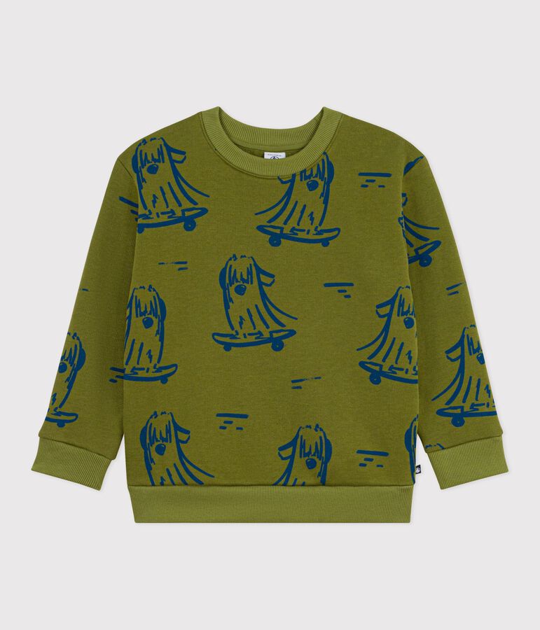 Sweatshirt enfant en coton imprim&eacute; bleu CEDAR/ OLYMPIC