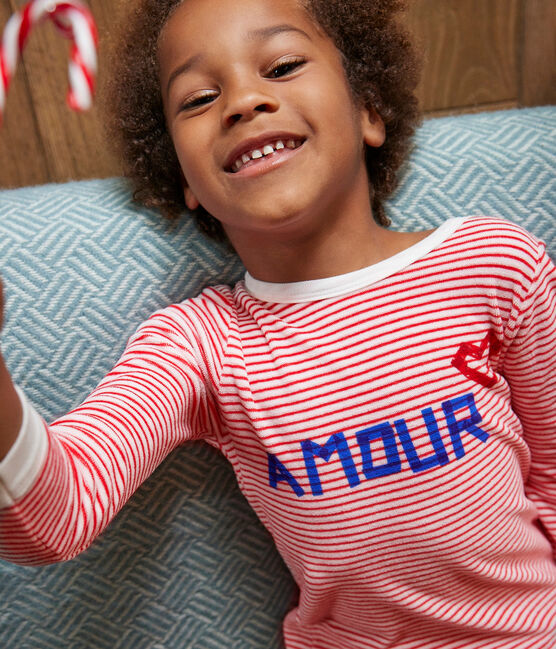 Pyjama rayé en velours enfant rouge MARSHMALLOW/blanc CORRIDA