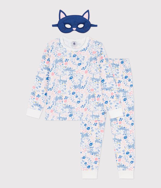 Pyjama d&eacute;guisement enfant en coton imprim&eacute; fleuri blanc/multicouleur