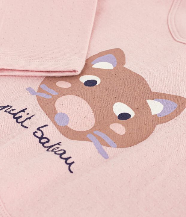 Tee-shirt b&eacute;b&eacute; en coton &agrave; manches longues, motif chat rose clair