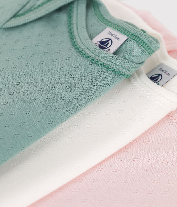 Lot de 3 bodies manches courtes en coton uni b&eacute;b&eacute; multicouleur