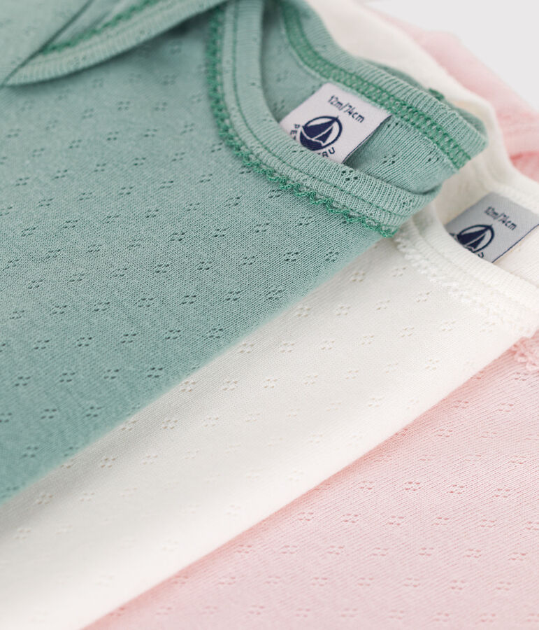 Lot de 3 bodies manches courtes en coton uni b&eacute;b&eacute; variante 1