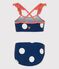Maillot de bain 2 pièces à pois enfant fille bleu MEDIEVAL/blanc MARSHMALLOW