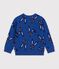 Sweatshirt enfant en coton imprim&eacute; animalier bleu/multicouleur