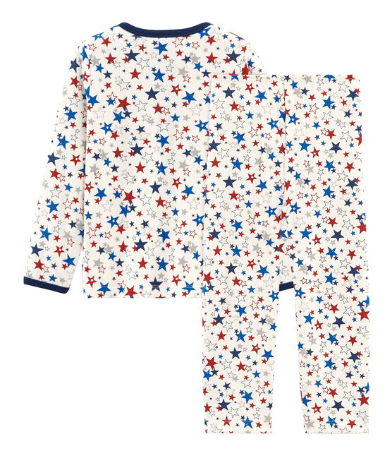Pyjama petit garçon en tubique blanc MARSHMALLOW/blanc MULTICO
