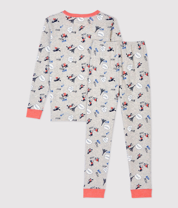 Pyjama snugfit imprim&eacute; Paris petit gar&ccedil;on en coton biologique gris/multicouleur