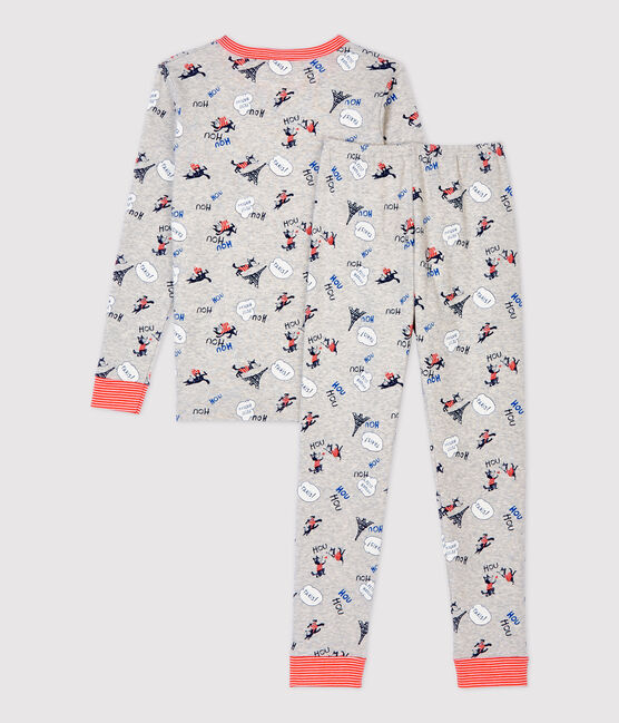 Pyjama snugfit imprimé Paris petit garçon en coton biologique gris BELUGA/blanc MULTICO