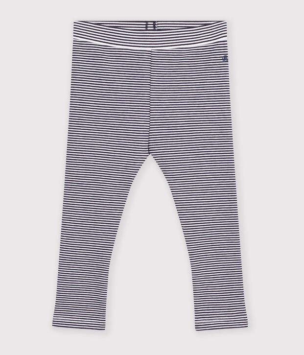 Legging b&eacute;b&eacute; en coton &agrave; rayures bleu/blanc