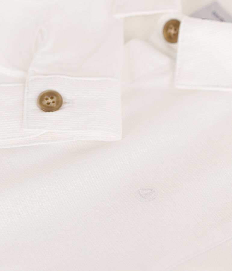 Chemise en piqu&eacute; de coton b&eacute;b&eacute; blanc ECUME