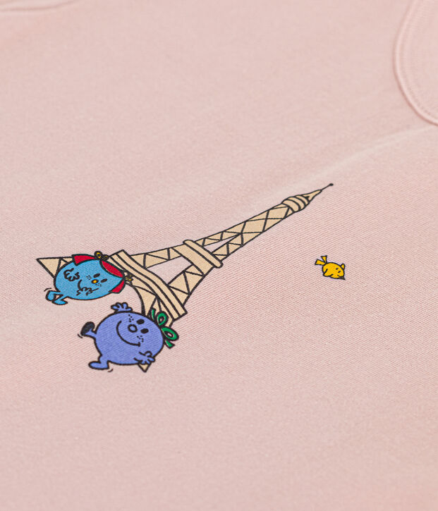 Tee-shirt Monsieur Madame en coton b&eacute;b&eacute; rose