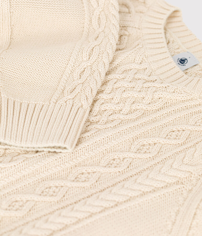 Pull Irlandais en coton Femme &eacute;cru