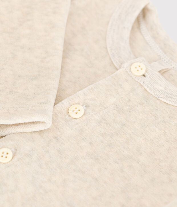 Cardigan en velours b&eacute;b&eacute; en coton beige chin&eacute;