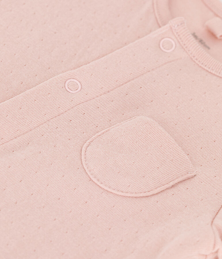 Combinaison longue unie en tubique bio b&eacute;b&eacute; rose SALINE