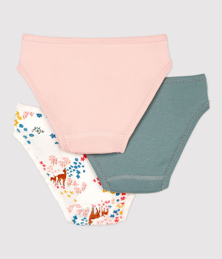 Lot de 3 culottes petite fille en coton biologique multicouleur