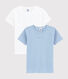 Lot de 2 tee-shirts manches courtes milleraies bleues petit garçon en coton biologique