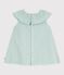 Robe b&eacute;b&eacute; en coton manches courtes, unie avec sa colerette bleu SPRAY