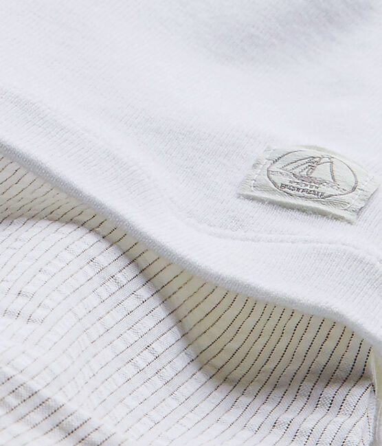 Combicourt bébé garçon bi-matière blanc ECUME/beige BEIGE