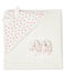Coffret carré de bain et chaussons bébé en éponge et côte blanc MARSHMALLOW/rose GROSEILLER