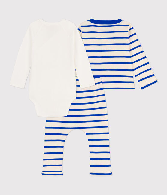 Ensemble à rayure marinière en coton bébé bleu AVALANCHE/blanc PERSE