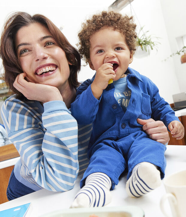 Combinaison longue en coton lyocell b&eacute;b&eacute; bleu