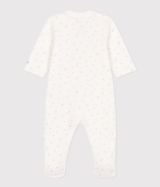 Pyjama bébé étoiles en velours blanc MARSHMALLOW/gris GRIS