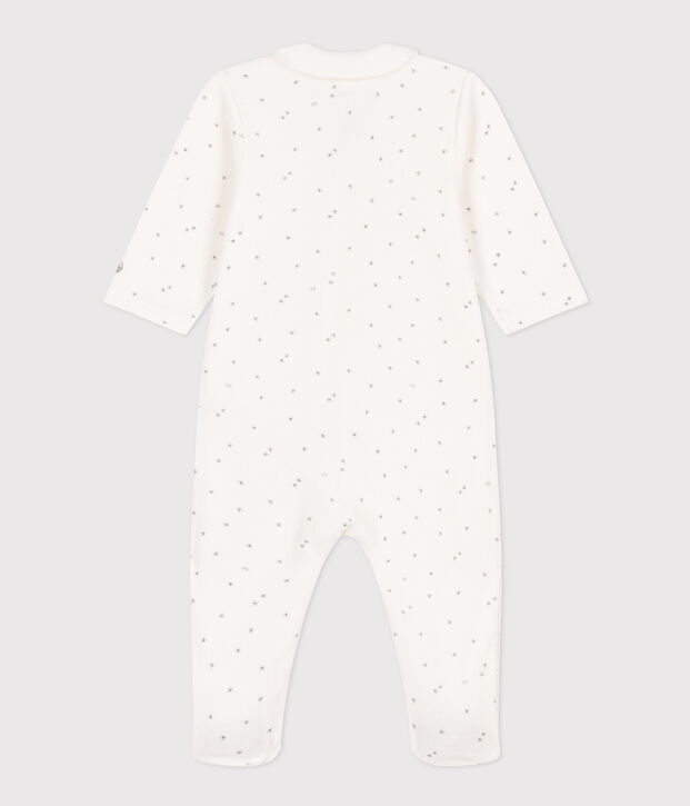 Pyjama b&eacute;b&eacute; &eacute;toiles en velours blanc/gris