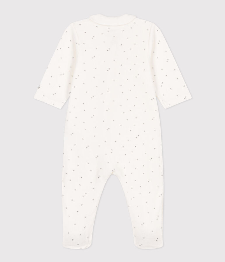 Pyjama b&eacute;b&eacute; &eacute;toiles en velours blanc MARSHMALLOW/gris GRIS