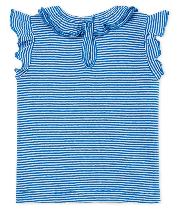 Blouse manches courtes b&eacute;b&eacute; fille ray&eacute;e bleu/blanc