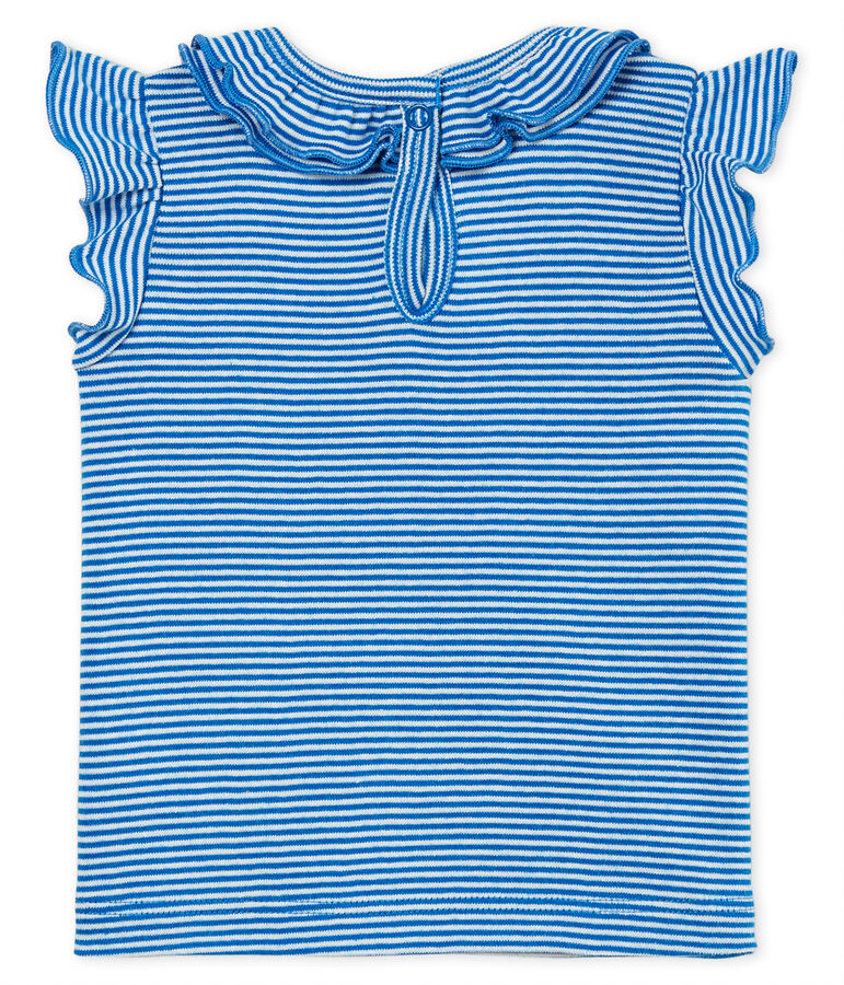 Blouse manches courtes b&eacute;b&eacute; fille ray&eacute;e bleu/blanc