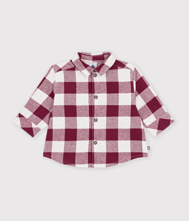 Chemise b&eacute;b&eacute; en flanelle &agrave; carreaux marron/beige